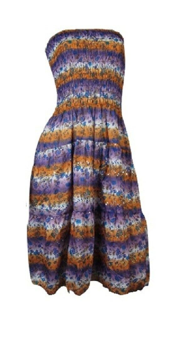 Purple-Orange Flower Print Dress