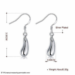 Ladies Girls Silver Plated Water Drop Cute Earrings