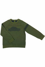 Load image into Gallery viewer, Boys Khaki Green Ribbed Cotton Knitted Car Jumper
