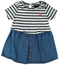 Load image into Gallery viewer, Girls Blue US Polo Stripe Short sleeve set
