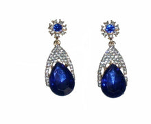 Load image into Gallery viewer, Ladies Blue Crystal Drop Rhinestone Dangle Earrings
