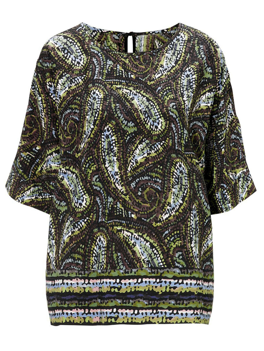 Multi Paisley Print 3/4 Sleeve Batwing Top