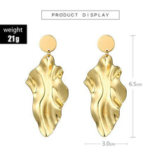 Load image into Gallery viewer, Bold Gold Plated Leafy Geomertric Dangle Drop Earrings

