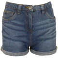 Girls Blue Crinkle Effect Turn Up Hem Summer Shorts