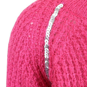 Girls Pink Sequin Embellished Shoulder Soft Knitted Jumper