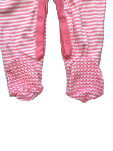 White & Pink Cotton Anti Slip Footie Romper