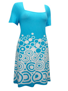 Sheego Blue & White Circle Border Print Dress