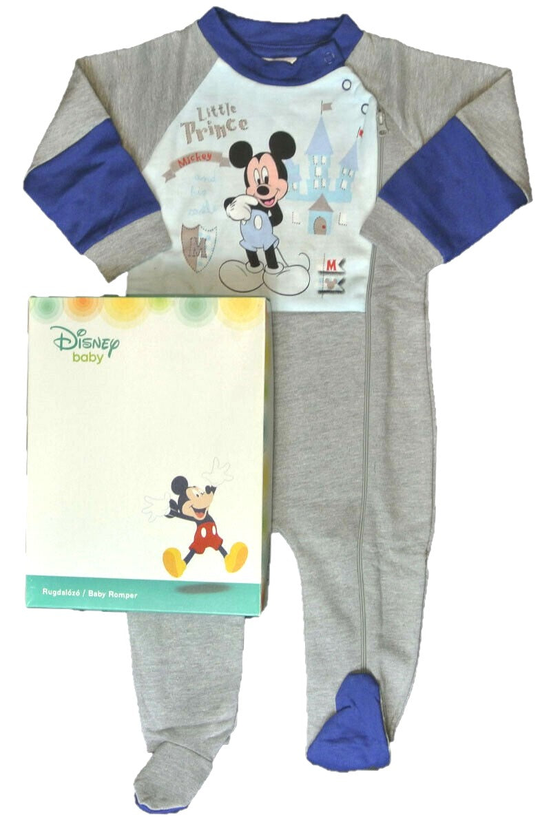 Grey Multi Disney Mickey Mouse Sleepsuit Boxed Gift