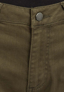Khaki Ripped Design Cotton Rich Skinny Fit Jeans