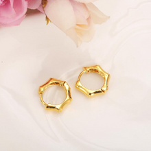 Load image into Gallery viewer, Small Hoop Bamboo Joint Shape Gold Filled Earrings
