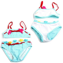 Load image into Gallery viewer, Girls Blue Multi Check Strappy Tankini Bikini Swimming Suit 2Pc Swimwear
