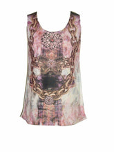 Load image into Gallery viewer, White &amp; Pink Multi Floral Chain Link Sleeveless Top

