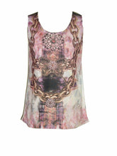Load image into Gallery viewer, White &amp; Pink Multi Floral Chain Link Sleeveless Top
