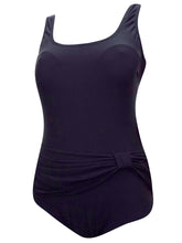Load image into Gallery viewer, Black Beachcomber Scoop Back Ruched Front Padded Cup Swimsuit
