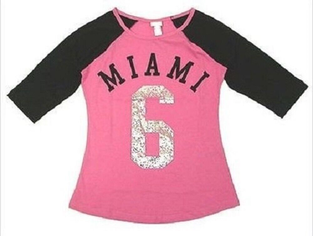 Girls Pink Blue Miami 6 Print Cotton 3/4 Sleeve Casual Top