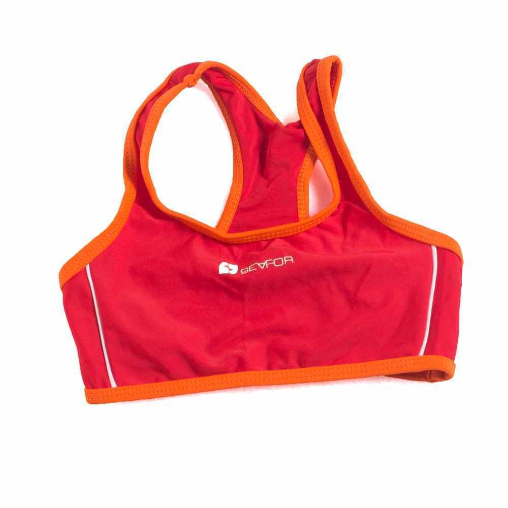 Girls Red Seafore Bikini Tankini Back Racer Top & Bottom 2pce Swimsuit