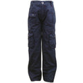 Boys Navy Adjustable Waist Cotton Combat Cargo Style Casual School Trouser