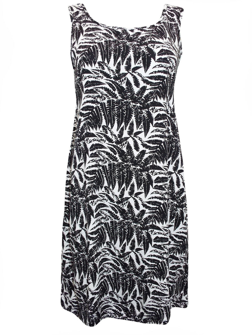 Black & White Multi Scoop Back Palm Print Dress