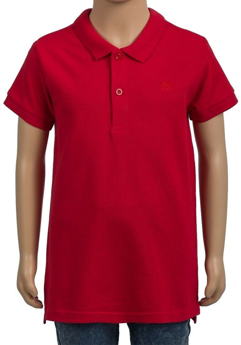 Red Minoti Cotton Short Sleeve School Plain Polo Shirt