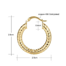 Load image into Gallery viewer, Medium Cirlcle Diamond Cut Shinny Round Hoop Earrings
