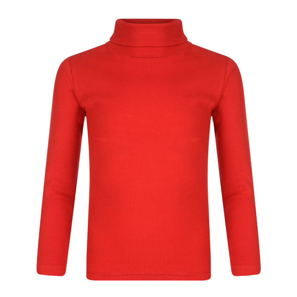 Girls Red Roll Neck Ribbed Knitted Longsleeve Jumper