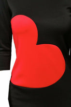 Load image into Gallery viewer, Black &amp; Red Love Heart Shape Bodycon Dress
