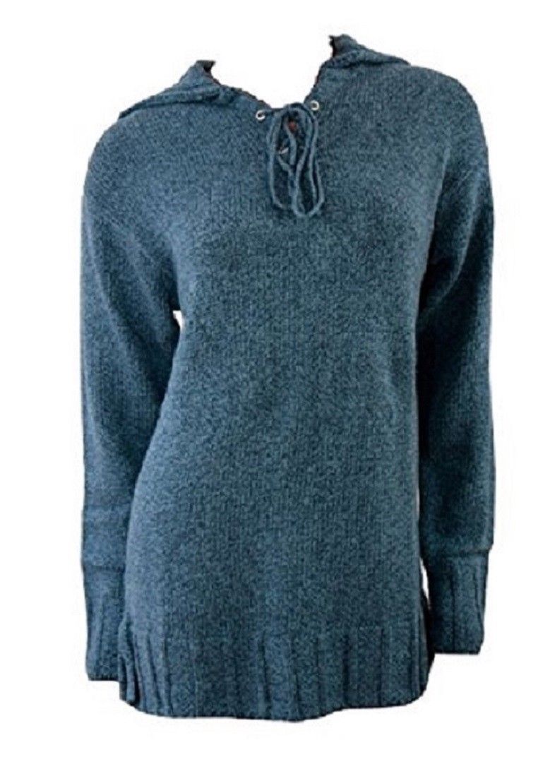 Blue Real Comfort Large Collar Tie Neck Jumper