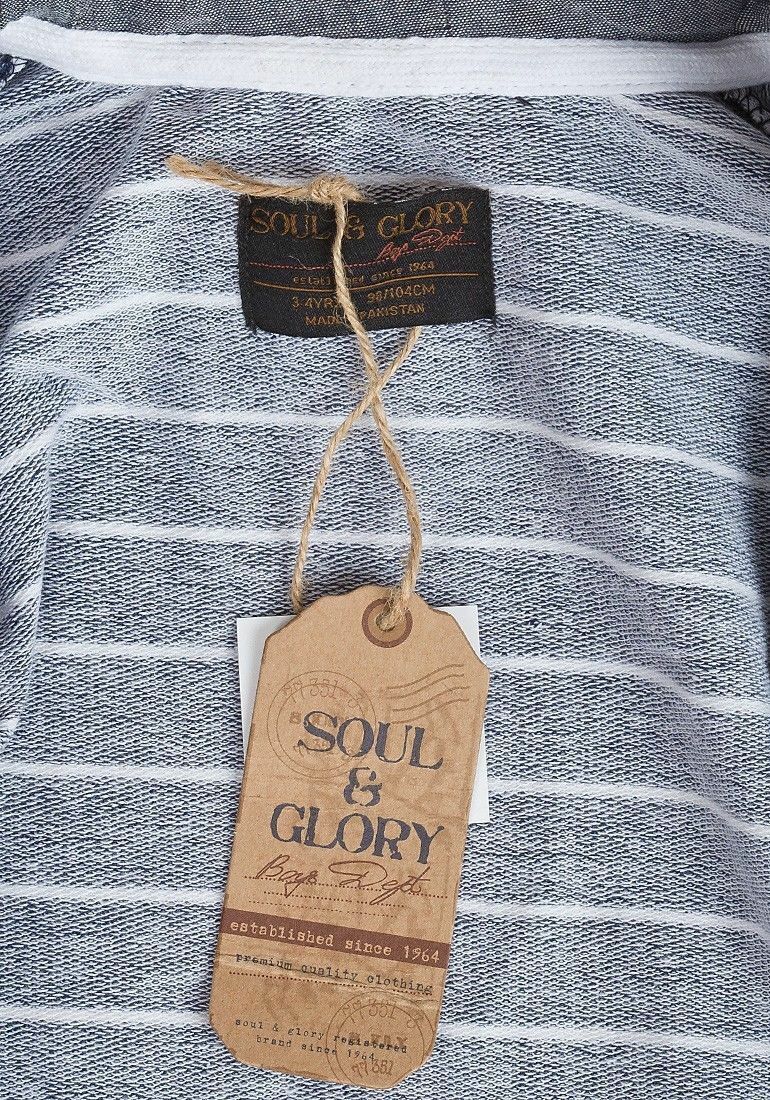 Boys Soul & Glory Blue & White Stripe Hoody