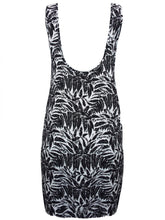Load image into Gallery viewer, Black &amp; White Multi Scoop Back Palm Print Dress
