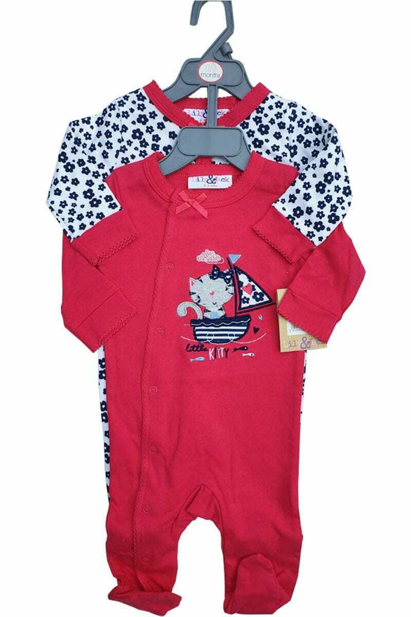 Lily & Jack Red Multi 2Pack Cotton Sleepsuits