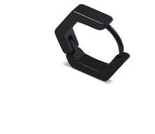 Load image into Gallery viewer, Unisex Black Smooth Hexagon Titanium Steel Hoop Earring
