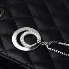Load image into Gallery viewer, Ladies Silver Crystal Rhinestone Long Chain &amp; Double Circle Pendant
