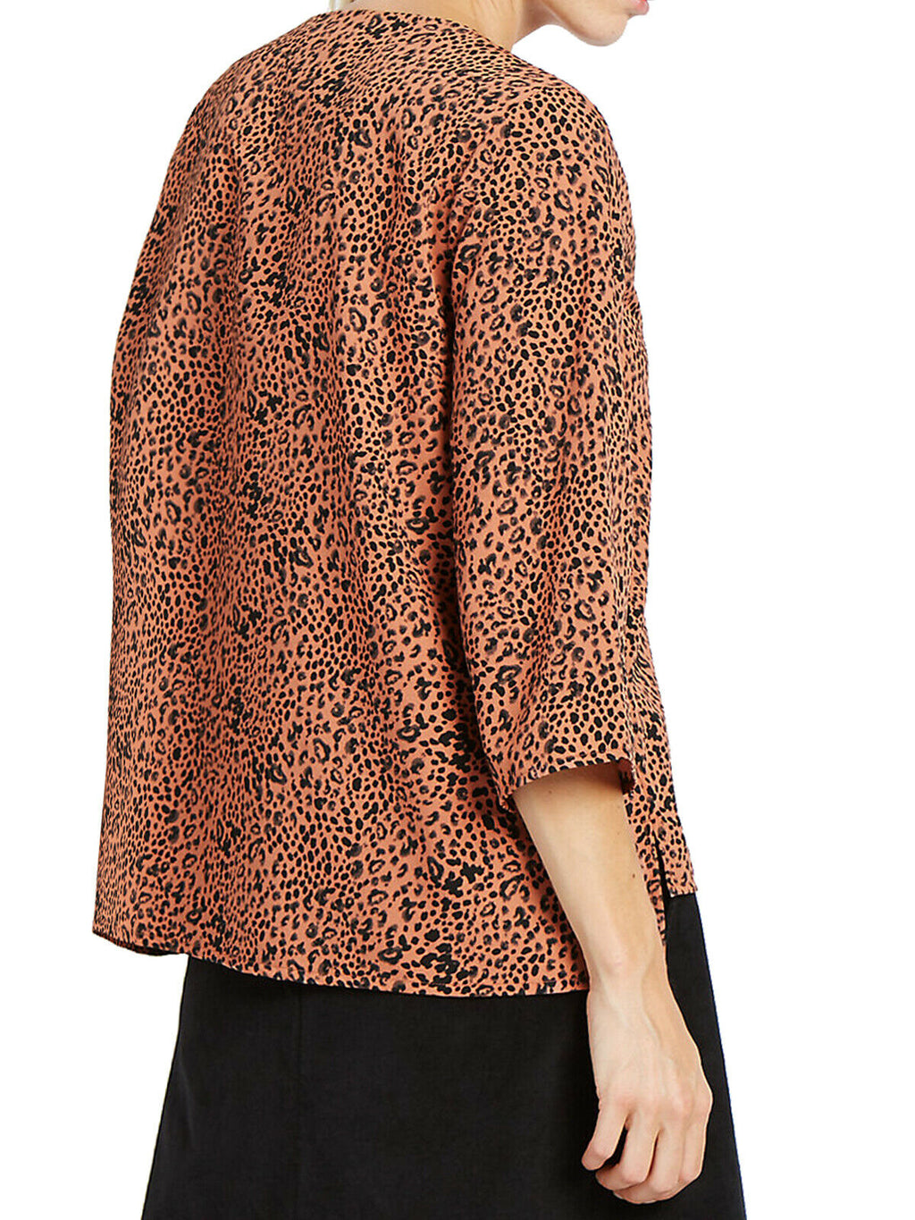 Orange Animal Print Dip Hem Relaxed Fit Blouse