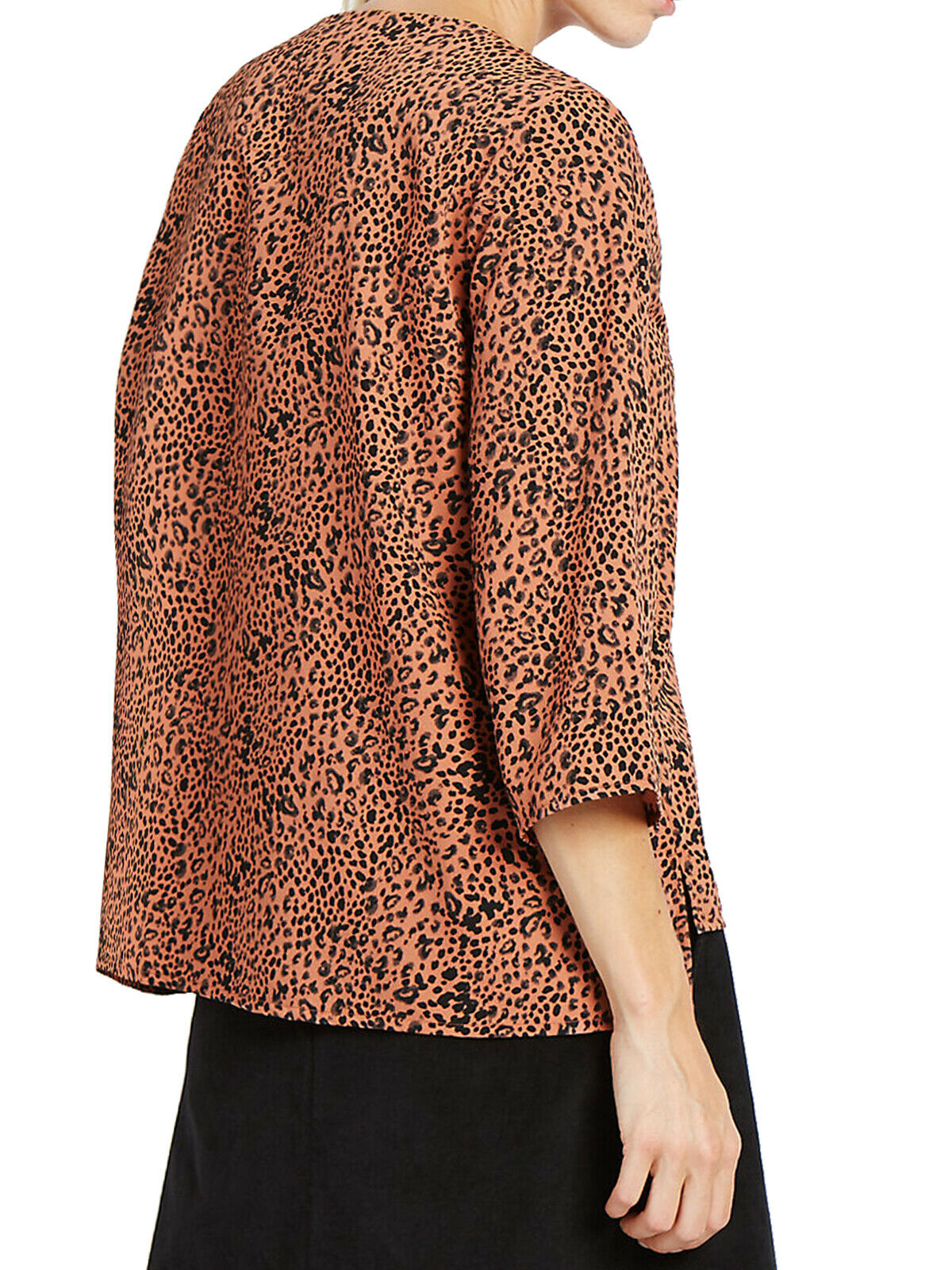 Orange Animal Print Dip Hem Relaxed Fit Blouse