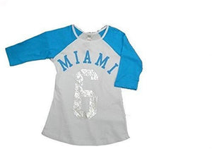 Girls Pink Blue Miami 6 Print Cotton 3/4 Sleeve Casual Top