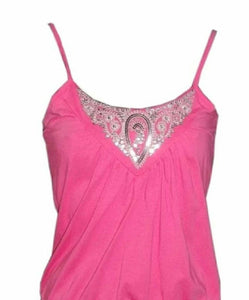 Rose Pink Embellished Strappy Vest Top