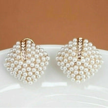 Load image into Gallery viewer, Ladies Vintage Square White Simulated Pearl Rhinestone Stud Earrings
