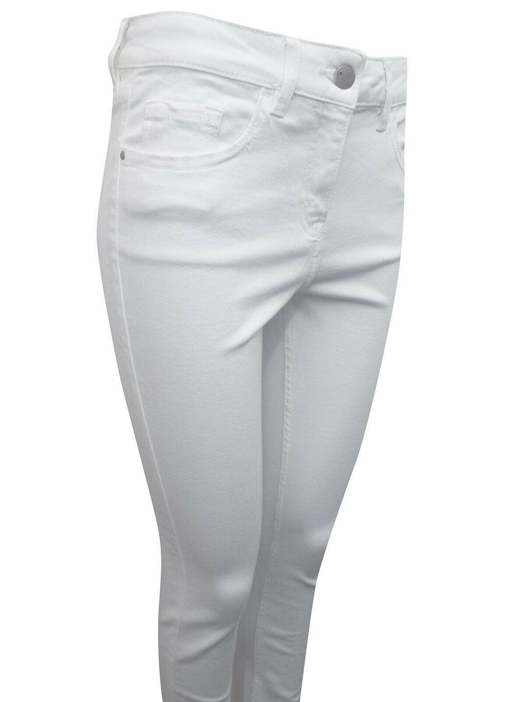 Ladies White Mid Rise Cotton Rich Skinny Jeans