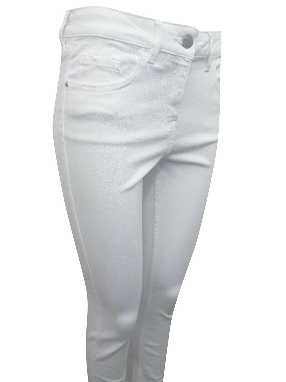 Ladies White Mid Rise Cotton Rich Skinny Jeans