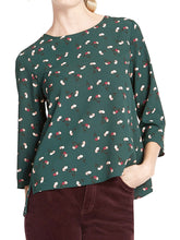 Load image into Gallery viewer, Teal Green Floral Round neck Swing Top
