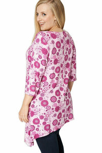 Pink Mulit Floral Print Plus Size Top