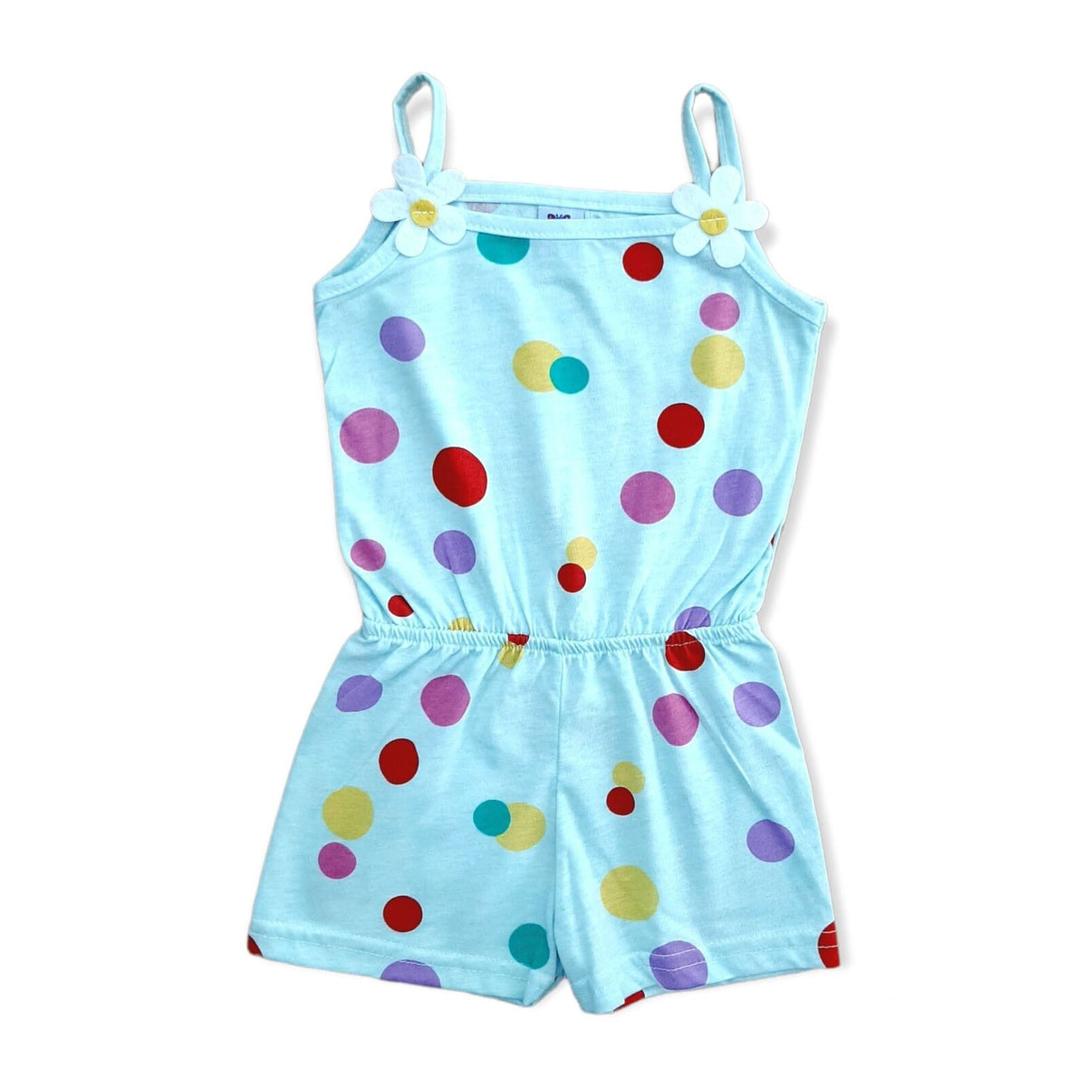Girls Polka Dot Spotty Daisy Sunshine Elasticated Waist Cotton Playsuit