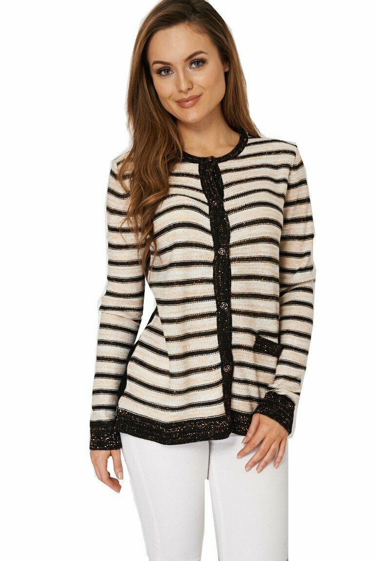 Multi Stripe Lurex Knitted Cardigan