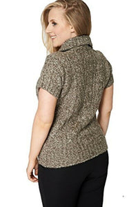 Brown Soft Patterned Knitted Stand Up Collar Cardigan