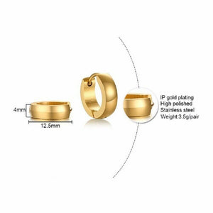 Gold Smooth Titanium Steel Anti-Allergic Small Hoop Earrings