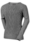 Grey & Wine Thick Cable Knit Long Sleeve Jumper