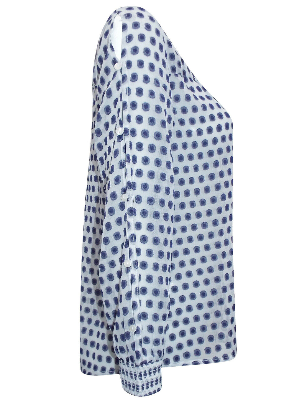 Blue Printed Long Sleeve Chiffon Top