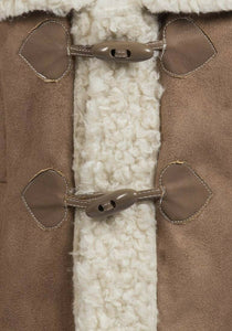 Brave Soul Camel Collared Duffle Faux Fur Leather-Look Coat