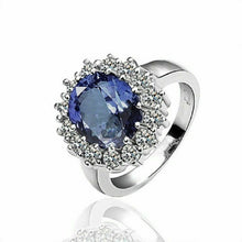 Load image into Gallery viewer, Blue Sapphire &amp; White Crystal Stone Sterling Silver Necklace Set
