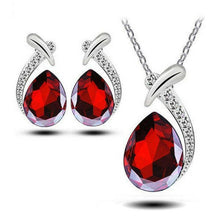 Load image into Gallery viewer, Silver Necklace Crystal Pendant &amp; Waterdrop Earrings

